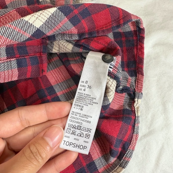 TOPSHOP CHLOE CROP PLAID SHIRT - Picture 7 of 8